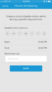 Ring App Motion Scheduling