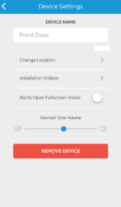 Ring App Remove Device Button 