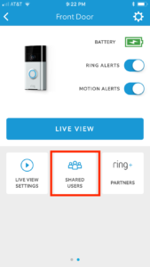 Ring App Shared Users Button