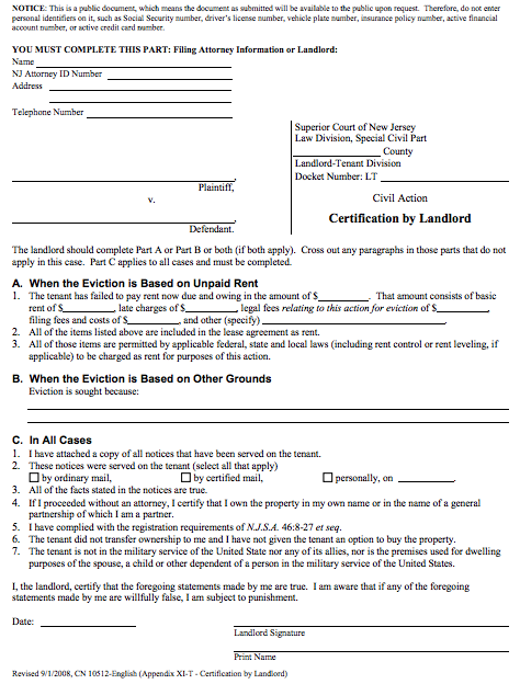 NJ Landlord Certification Form