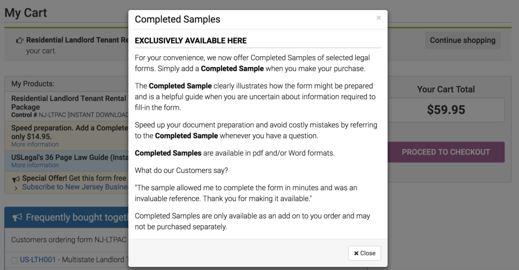 US Legal Forms Completed Forms Sample
