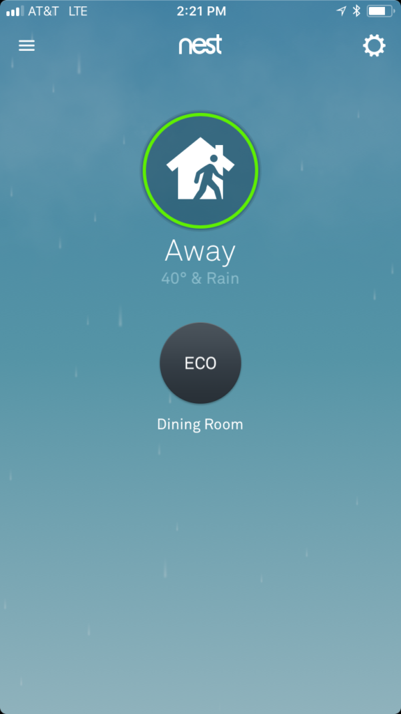 Nest thermostat App with Auto Away enabled