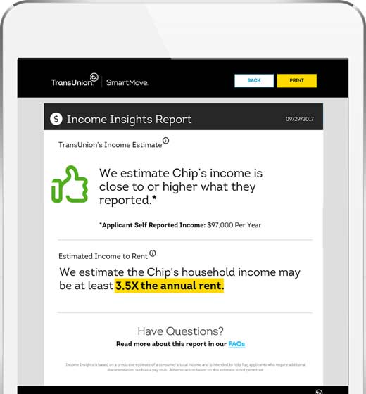 SmartMove's Income Insights Example