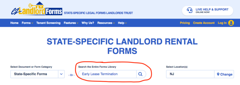 EZLandlord Forms Search Bar