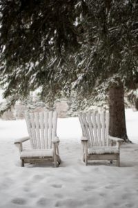 patio furniture in the snow